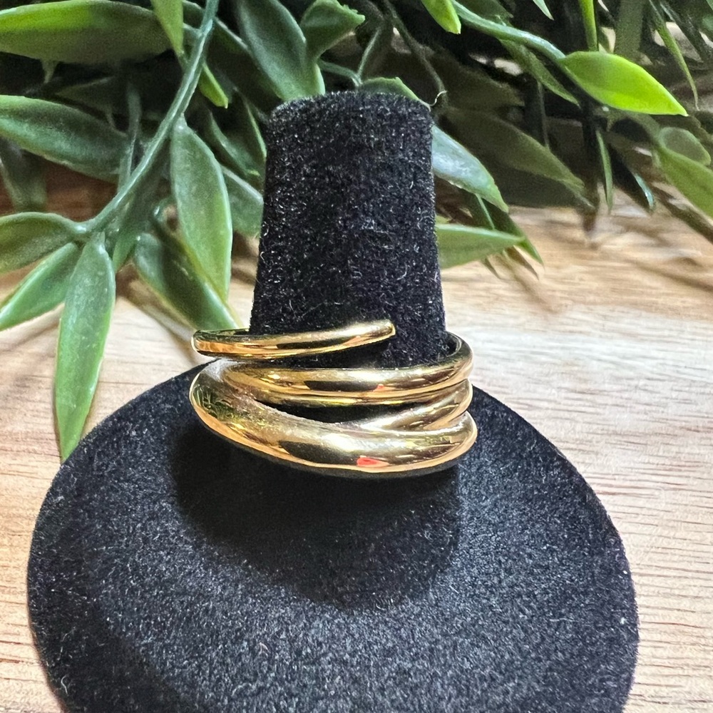 MODA AL MASSIMO 18K YELLOW GOLD OVER BRONZE DESIGNER SWIRL RING - NBW S8
